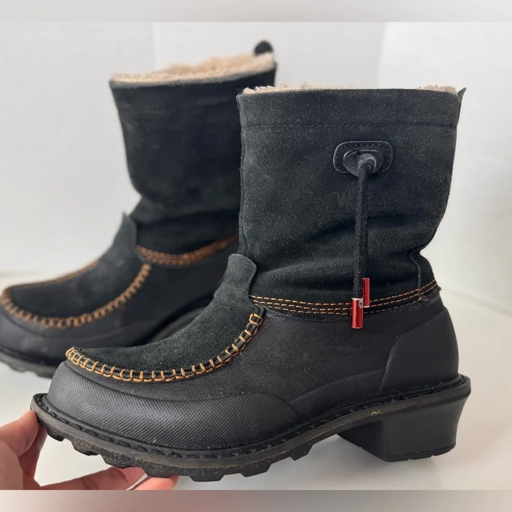Woolrich Fully Wooly Black Slip Lined Winter Boots Shoes Women's Size 8